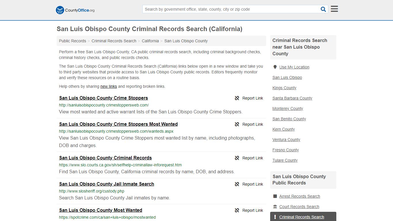 Criminal Records Search - San Luis Obispo County, CA ...